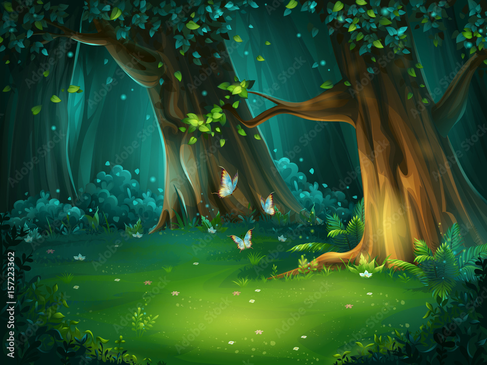 Obraz premium Ilustracja wektorowa leśnej polany