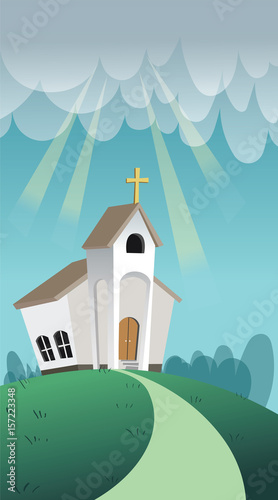 cartoon style illustration of christian church.