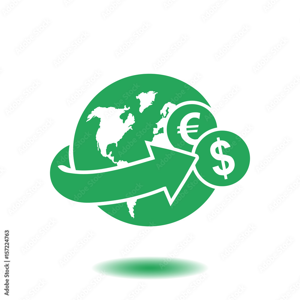 Arrow wrapped around the earth. Remittances icon. Arrow wrapped around the earth. Remittances icon.