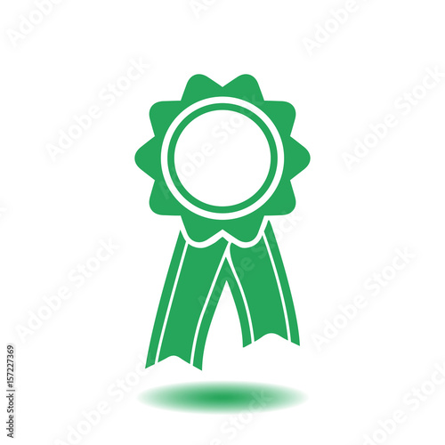  Badge with ribbons icon. Award rosette with ribbon simbol.