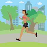 Young and slim woman running in the park