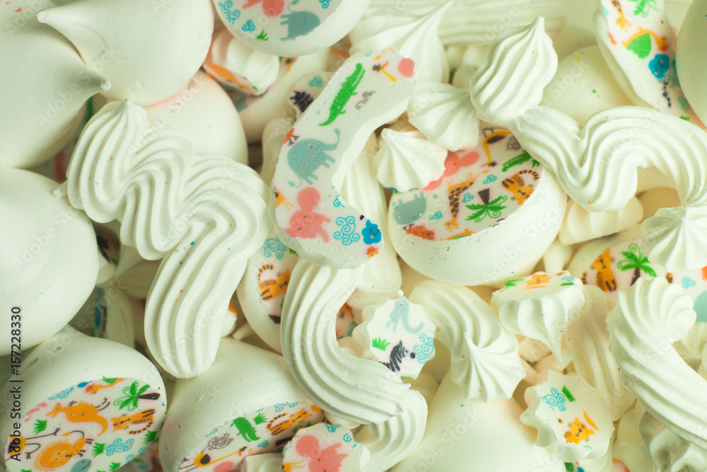 Closeup of mini meringues as food background Closeup of mini meringues as food background