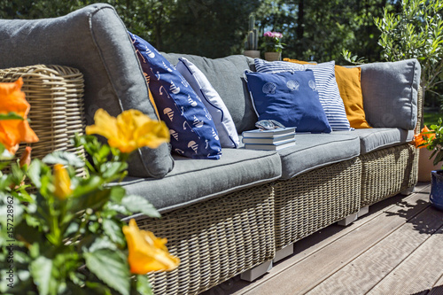 Gig garden sofa with pillows photo