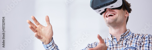 Man inside virtual reality