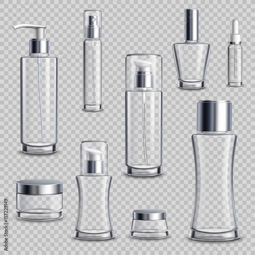 Cosmetics Package Realistic Transparent Set