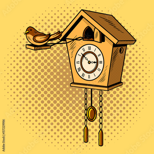 Cuckoo clock comic book style vector