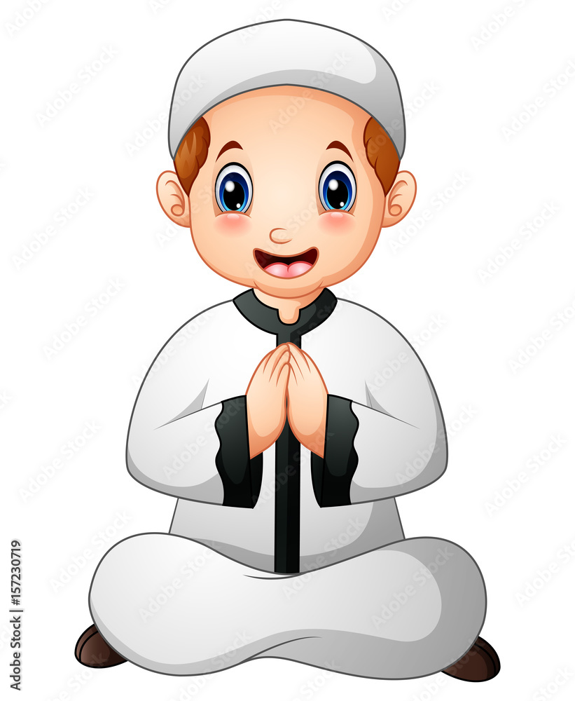 Muslim kid cartoon greeting Muslim kid cartoon greeting