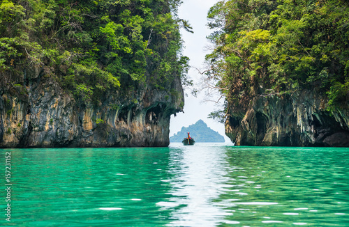 Amazing view of beautiful lagoon with turquoise water in Koh Hong island. Location: Koh Hong island, Krabi, Thailand, Andaman Sea. Artistic picture. Beauty world. © olenatur