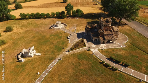 Aerial drone video of Agia Foteini, weirdest church in Greece, Mantineia, Peloponnese, Greece photo