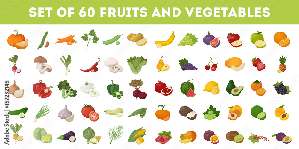 Fruits and vegetables. - obrazy, fototapety, plakaty 