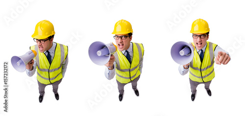 The angry construction supervisor isolated on white © Elnur