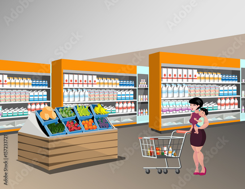 Mom shopping with kids