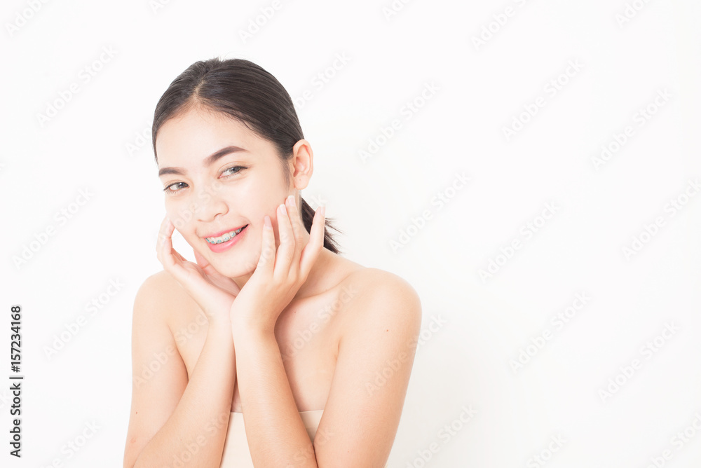 Portrait Asian woman in beauty concept isolated on white background. Portrait Asian woman in beauty concept isolated on white background.
