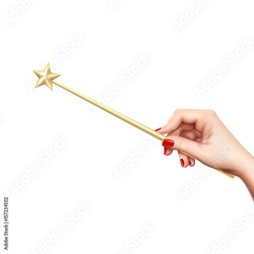 Realistic Magic Wand In Hand