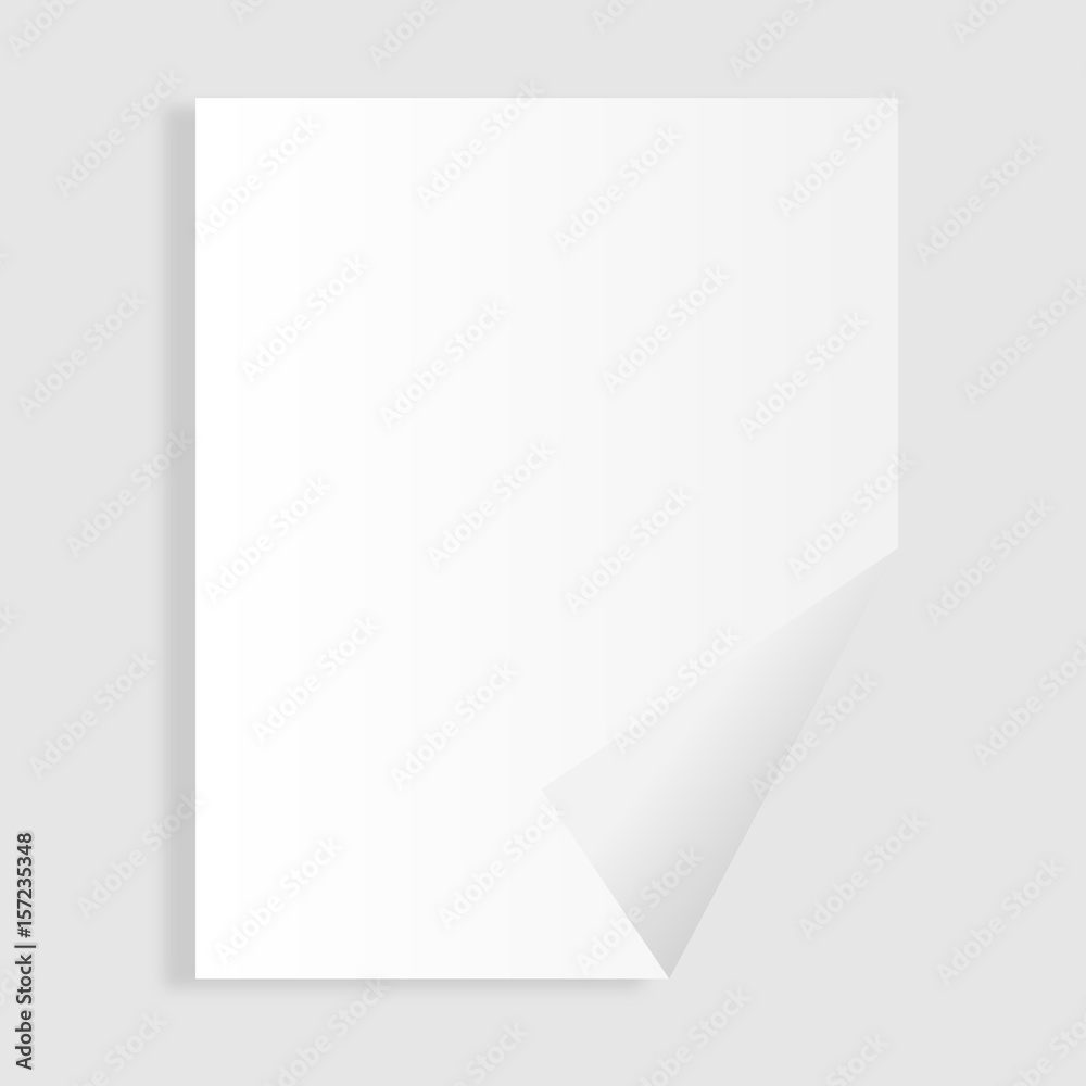 Single Paper Page with Folding Corner - Single piece of paper with folded corner, isolated on a gray background.