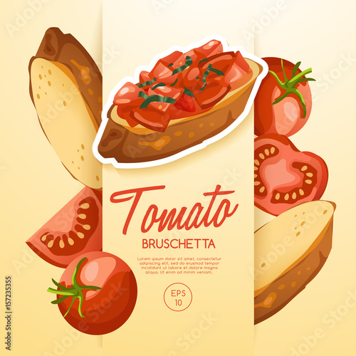 Set of Bruschetta : Delicious Italian appetizer : Vector Illustration