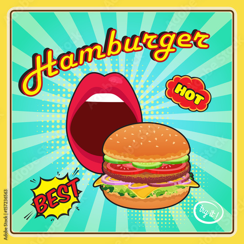 Hamburger Poster In Comic Style 