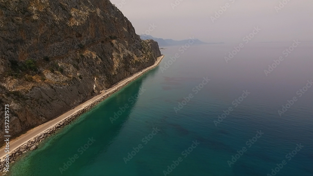 Aerial drone photo of Psatha beach in Attica, Greece