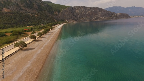 Aerial drone photo of Psatha beach in Attica, Greece photo