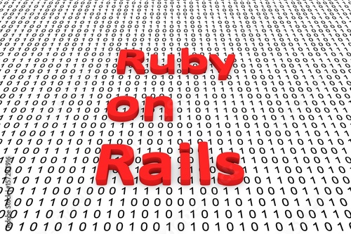 Fotografie Ruby on rails in the form of binary code, 3D illustration