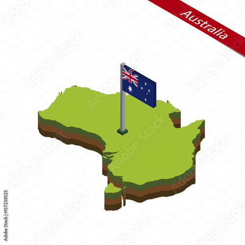 Australia Isometric map and flag. Vector Illustration.