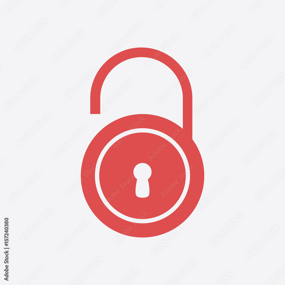 Unlock icon. Flat design style. Validation of the user completed. Unlock icon. Flat design style. Validation of the user completed.