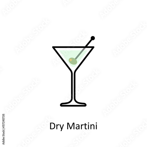 Dry Martini cocktail icon in flat style