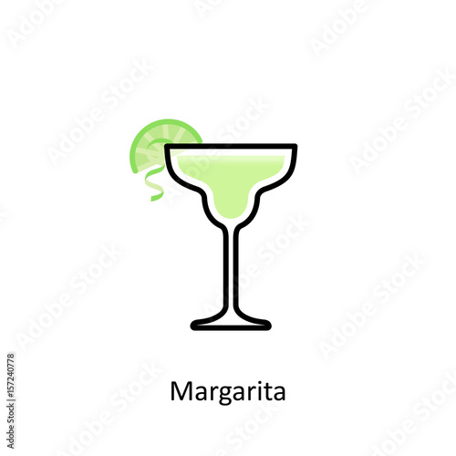 Margarita cocktail icon in flat style