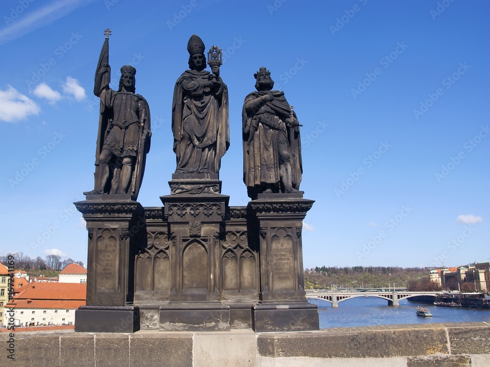 statues on Charles' bridge in Prague