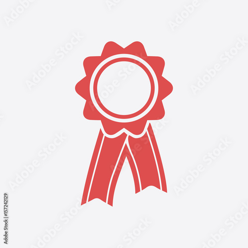  Badge with ribbons icon. Award rosette with ribbon simbol.