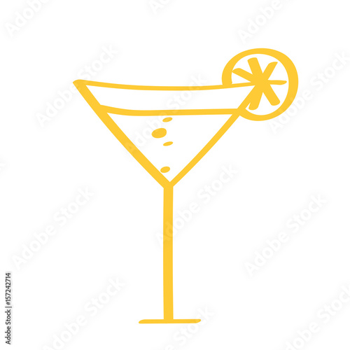 Handgezeichneter Cocktail in gelb