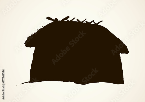Wooden house. Vector drawing