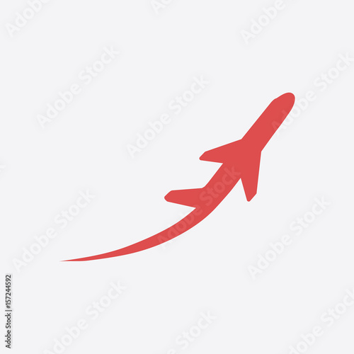 Airplane flight tickets air fly travel takeoff silhouette element. Plane symbol. Travel icon. Flat design.