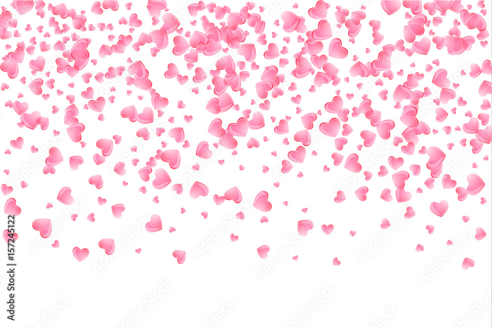 Vector Festive illustration of falling red hearts.