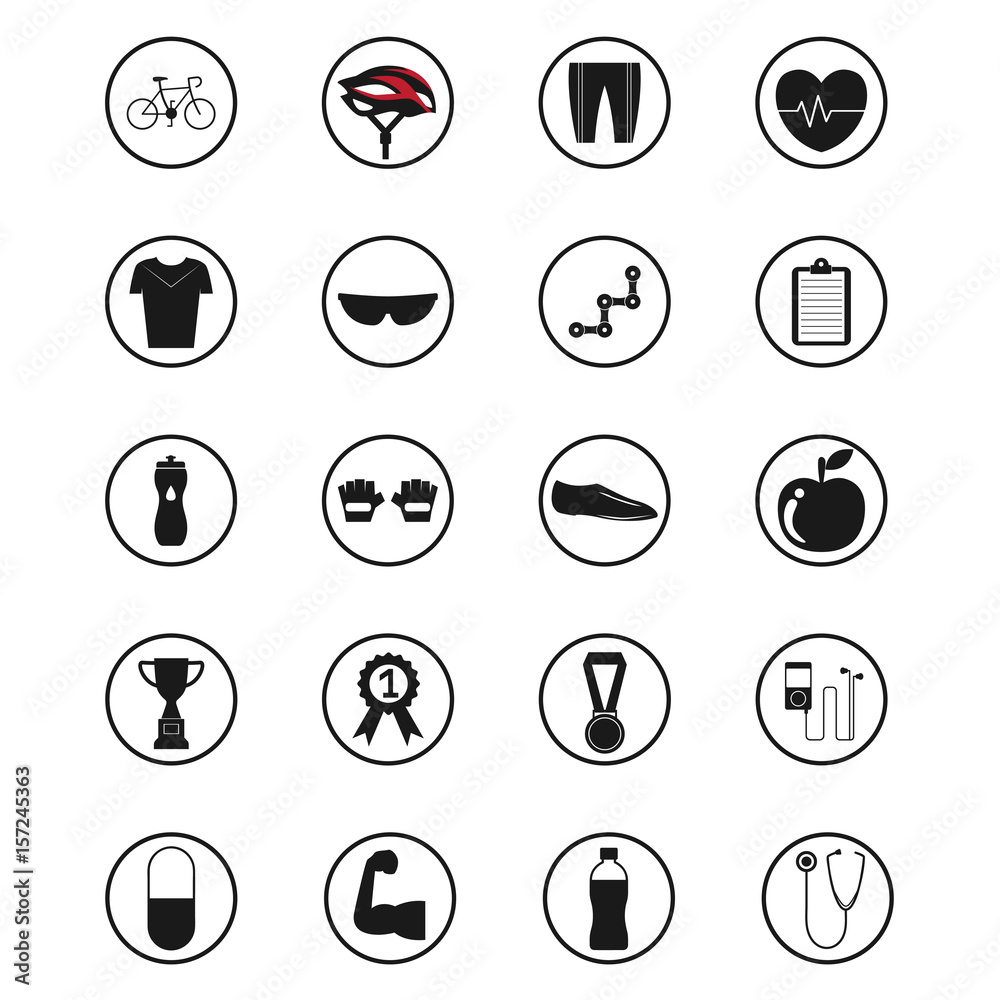 Bike tools and equipment part and accessories vector icons. bicycle - parts and accessories icons vector Vector | Adobe Stock