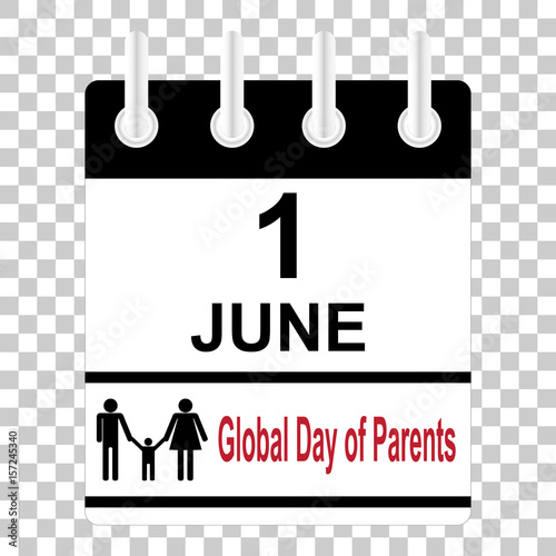 1 june Calendar sheet Global day of parents.