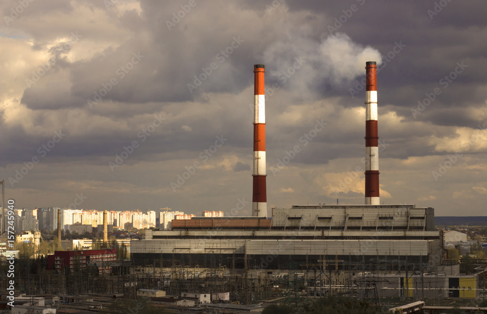 Panorama of buildings at a nuclear power station