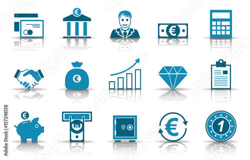 Banken & Finanzen Iconset - Blau (Schatten)