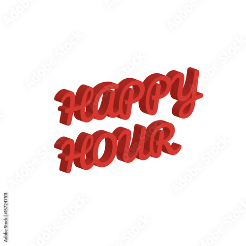happy hour 3d text vector banner, t-shirt design