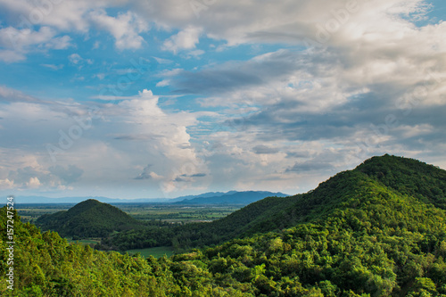 Fototapeta Naklejka Na Ścianę i Meble -  Blue sky, field and mountain landscape in thailand
