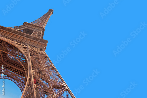 Eiffel tower and blue sky with copy space, Paris, France