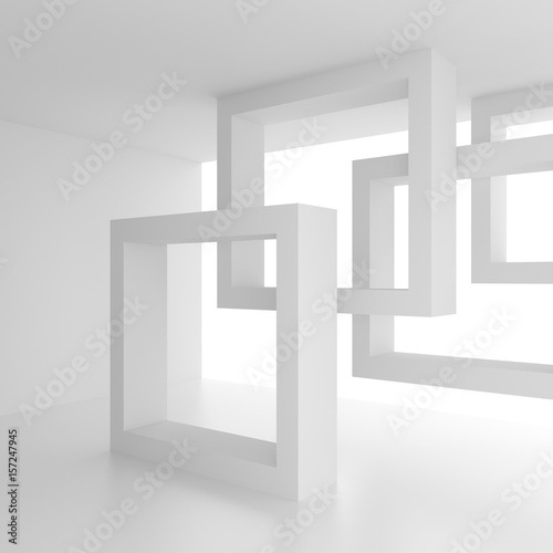 Abstract Interior Background. White Geometric Design