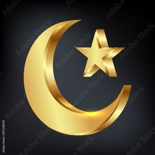 Ramadan Kareem greeting with moon. Vector illustration.