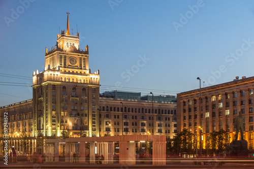 Fototapeta Naklejka Na Ścianę i Meble -  Night cityscape Moscow Mayakovskaya