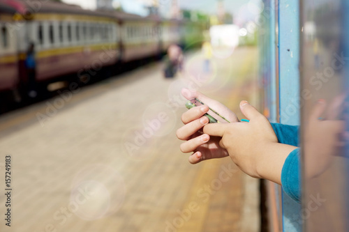 Thai girl with the train of Thailand