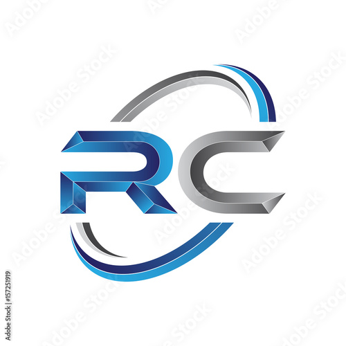 Simple initial letter logo modern swoosh RC