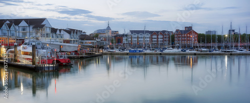 Southampton's Town Quay marina and ferry terminal at dusk photo