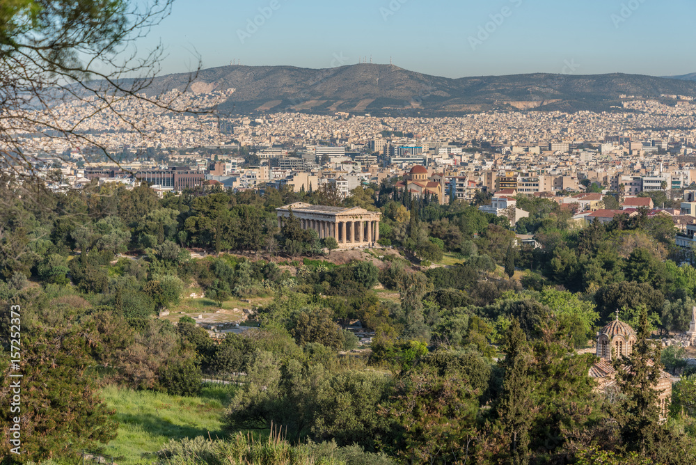 Temple of Hephaestus in the ancient agora, in the park under the hill of the Acropolis in Athens, Greece