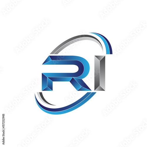 Simple initial letter logo modern swoosh RI
