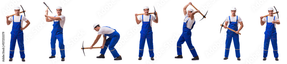 Man with axe isolated on the white Man with axe isolated on the white